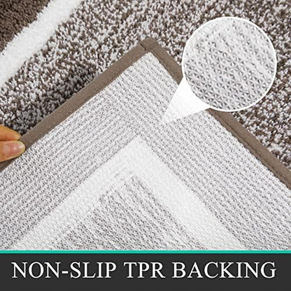 Pauwer Bathroom Rugs Sets 2 Piece, Non Slip Washable Bath Mat, Coffee