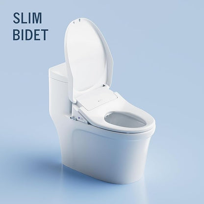 Lotus Bidet ATS-850 Elongated | Slim Heated Toilet Seat with Adjustable Warm Water Wash, Wireless Remote, Stainless Steel Nozzle, Warm Dryer, LED Night Light, Child Mode, Easy DIY Installation