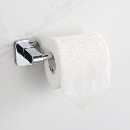 Bathroom Accessories Set, 4 Pieces Bathroom Hardware Set, 24 inch Towel Bar, Towel Racks, Robe Towel Hooks, Toilet Paper Holder Wall Mounted Or Self-Adhesive,Stainless Steel and Plastic (Chrome)