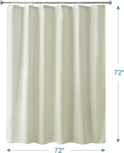 Amazer Ivory Shower Curtain Liner, Ivory Fabric Shower Liner, 2-in-1 Bathroom Shower Curtain and Liner, 12 Grommet Holes, Water Proof, Machine Washable, Hotel Quality, 72 x 72 Inches