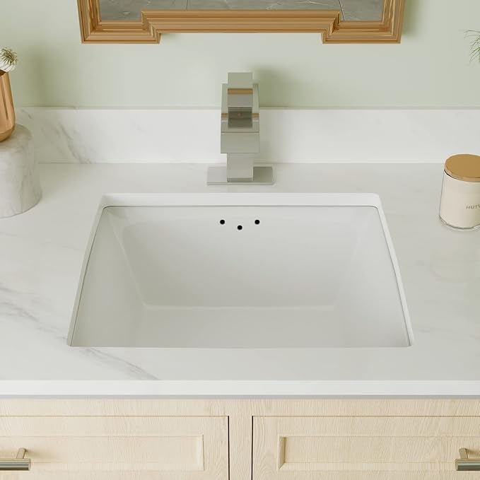 DeerValley DV-1U307 16" X 14" Rectangular Ceramic Bathroom Sink Undermount Bathroom Sink With Overflow Hole