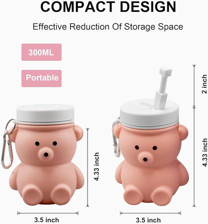 Cute Portable Bidet for Kids, Lovely Baby Bidet Spray Bottle, 300ml Compact Travel Size Camping Peri Bottle with Retractable and Angle-Adjustable Nozzle for Home, Outdoors, Camping & Travel Pink(1pc)