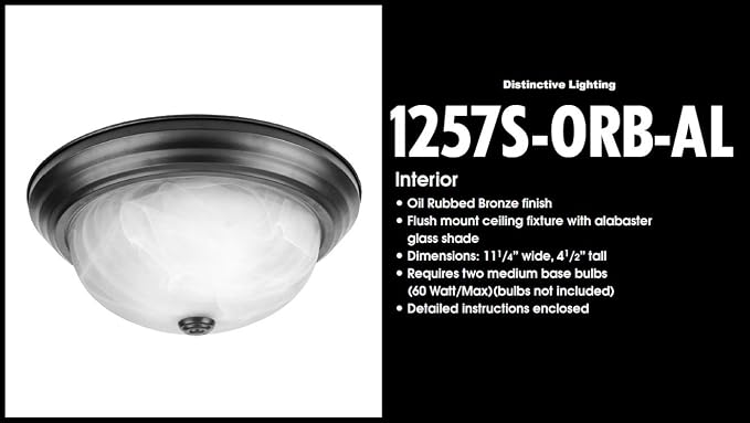 DESIGNERS FOUNTAIN Reedley 2-Lights Flush Mount Ceiling Light, 11 Inch Lighting Fixture for Kitchen, Bedroom, Bathroom, and Hallway, White Alabaster Glass, Oil Rubbed Bronze, 1257S-ORB-AL (Pack of 2)