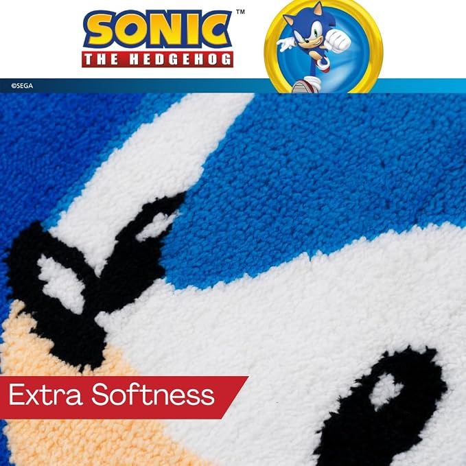 Sega Sonic The Hedgehog Gamer Kids Non Slip Poly Knit Plush Bathroom Mat Rug (Officially Licensed Product) By Franco
