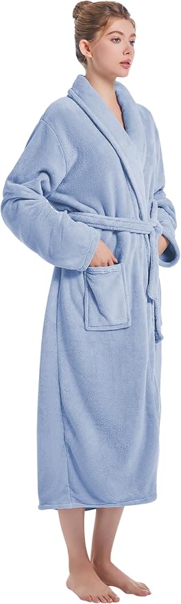 Soft Robe For Women，Warm Plush Bath Robes Female，Spa Towel After Shower Lightweight Long Bathrobe