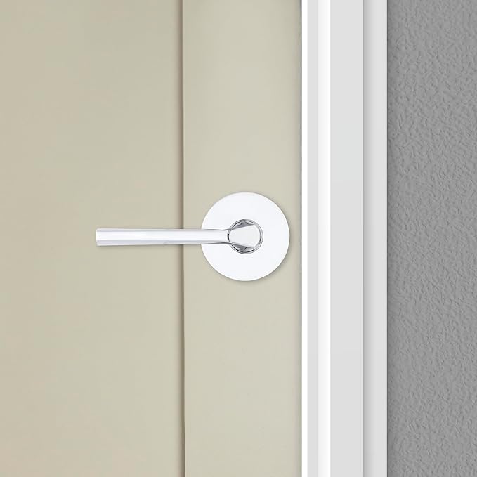 Kwikset Lisbon Interior Passage Door Handle, Round Lever for Closet and Hallway Doors, Reversible Non-Locking Handle Lever, Polished Chrome
