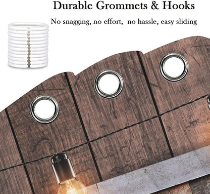 Rustic Barn Door Shower Curtain Set, Western Cowboy Shower Curtains, Farmhouse Country Cactus Shower Curtains for Bathroom, Farm Wooden Vintage Fabric Bathtub Decor Accessories with Hooks, 70X75IN