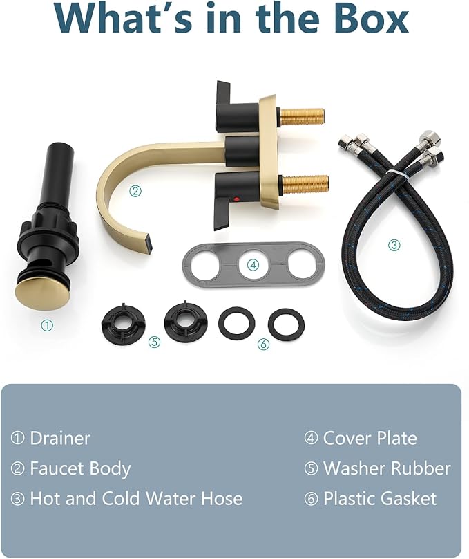 Aolemi Bathroom Faucets for Sink 3 Hole,4 Inch Centerset Waterfall Faucet 2 Handle for Bathroom Sink with Pop-Up Drain and Supply Lines Brushed Gold and Matte Black