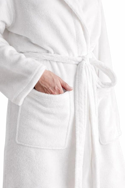 Robes for Women - Hooded Plush Fleece Bathrobe with Sash & Pockets, Full-Length Lightweight Spa Robe