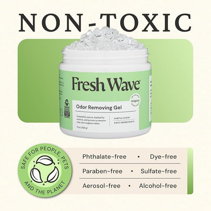 Fresh Wave Original Odor Eliminator Gel 15 oz - Air Freshener for Home | Lasts 30-60 days. Plant-based odor absorber. No perfumes or harsh chemicals. Bathroom & closet deoderizer. Refills available.