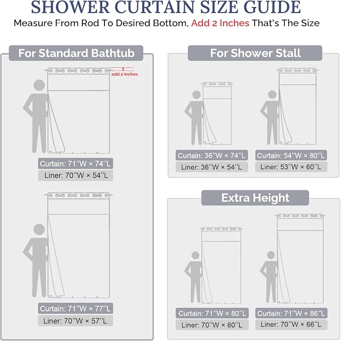 River Dream Farmhouse No Hooks Shower Curtain with Snap-in Liner,Blue,71x74 | Snap on Fabric Liner,Heavy Duty,Quick Dry,Mesh Top Window,With Bottom Magnets,Washable,with Tassels,Standard Size