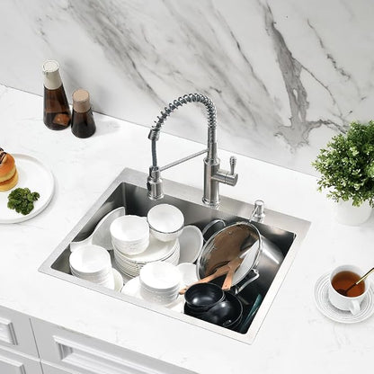 Drop In Kitchen Bar Sink, 23x18x10 Stainless Steel Small Sink | Small Drop In Sink, Topmount Outdoor RV Sink 16 Gauge Single Bowl Sink with Drain Strainer