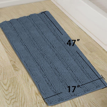 Turquoize Bathroom Runner Rug 17"x47", Soft Absorbent Chenille Bath Rug