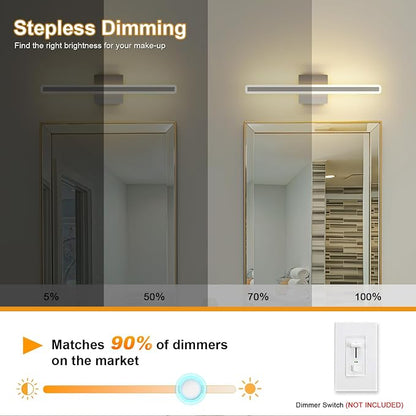 24 inch LED Vanity Lights Brushed Nickel Bathroom Light Fixture Bathroom Vanity Lights Over Mirror Vanity Lighting Fixtures 5 Color Temperature Dimmable Led Light Bar 5CCT