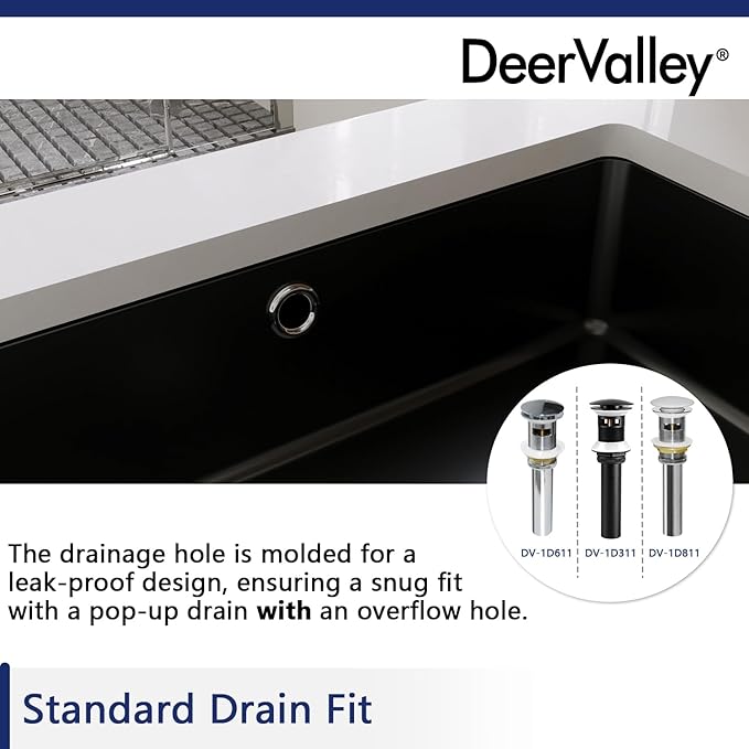 DeerValley 20x16 Inch Black Rectangular Undermount Bathroom Sink, Porcelain Ceramic Vessel Sink with Overflow, Modern Vanity Basin, DV-1U201B
