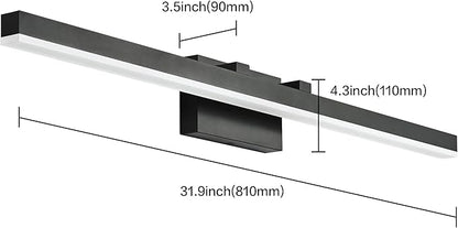 PRESDE Bathroom Light Fixtures Dimmable 40in Black LED Vanity Light for Bathroom Wall Lighting Fixtures Over Mirror（Cold White 6000K）