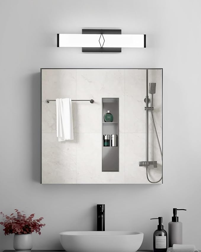 LED Bathroom Vanity Light,16inch Dimmable,20W 2000LM,5700K,ETL,BK | Integrated LED Modern Bathroom Light Fixtures,Matte Black Vanity Lighting Fixture Over Mirror,Wall Lights,ETL Certified