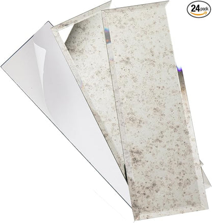 Peel and Stick Mirror Backsplash, Light Antique, 3x10 Inch, Beveled Mirror Subway Kitchen Bar Wall Tile (5 Sq.ft, 24 Pcs)