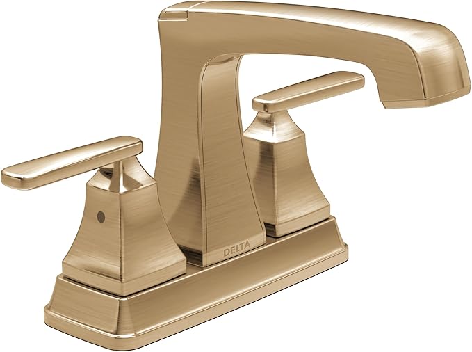 Delta Ashlyn Centerset Bathroom Faucet, Gold 3-Hole Bathroom Sink Faucet, Metal Push-Pop Drain Assembly, Champagne Bronze 2564-CZMPU-DST