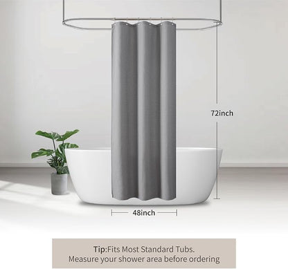 256GSM Heavy Duty Waffle Weave Shower Curtain, Gray 48"x72" | with Weighted Hem & Rustproof Grommets - Hotel Spa Luxury for Narrow Bathroom, RV, Apartment