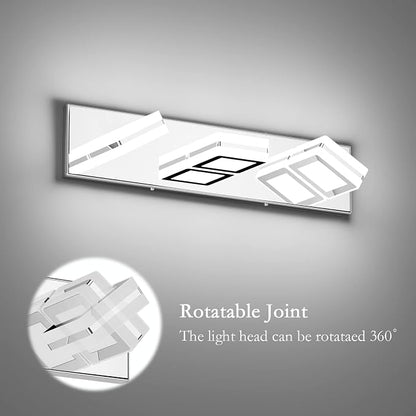 Ralbay Modern LED Vanity Light Fixtures 3 Lights Up and Down LED Modern Bathroom Vanity Lights Over Mirror Rotatable Acrylic Stainless Steel Chrome Bath Wall Lighting