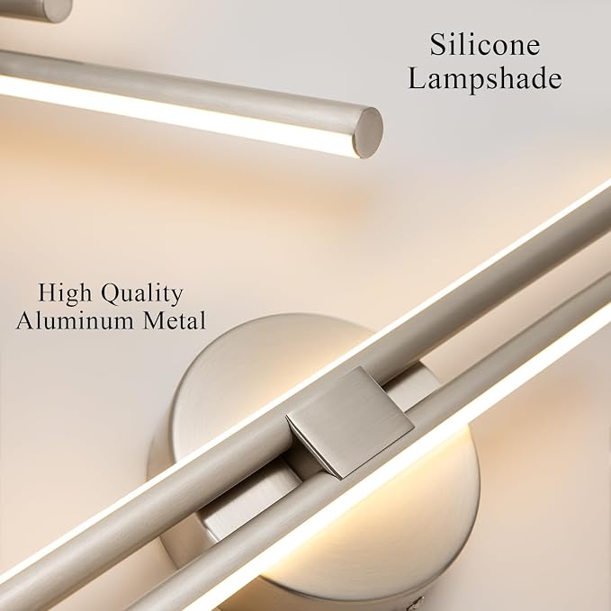 EDISLIVE Dimmable Modern LED Vanity Light Fixtures Bathroom Vanity Wall Lighting, 23.6 in Mirror Vanity Lighting Fixtures for Bathroom Bedroom Makeup Living Room,3000K Warm Light(Nickel)