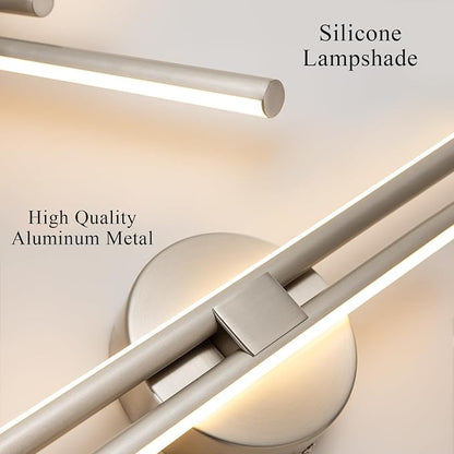 EDISLIVE Dimmable Modern LED Vanity Light Fixtures Bathroom Vanity Wall Lighting, 23.6 in Mirror Vanity Lighting Fixtures for Bathroom Bedroom Makeup Living Room,3000K Warm Light(Nickel)
