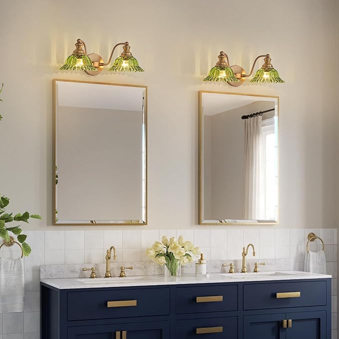 Green 2 Light Vanity Light Bathroom Light Vintage Bathroom Light Fixtures