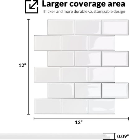 Peel and Stick BacksplashJoysticky 10-Sheet Peel and Stick Backsplash, 12" * 12" Laser Crystal Texture Stick on Tiles Backsplash for Kitchen & Bathroom，Thicker Design Peel and Stick Wall Tiles