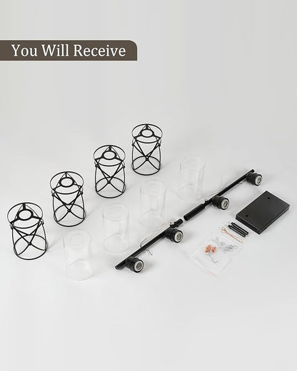 4-Light Black Bathroom Light Fixtures, 29 Inch Modern Bathroom Vanity Lighting Fixtures Over Mirror with Clear Glass and Metal Cage Wall Sconce Lights for Bath, E26, CH9176BK-4W