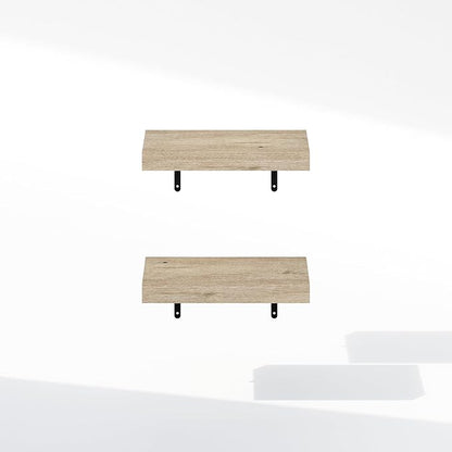 Furinno Tanna Floating Shelves for Wall Set of 2, 15-Inch Bathroom Wall Shelf, Wall Mounted Shelf, for Bathroom Organizers and Storage, Living Room, Natural