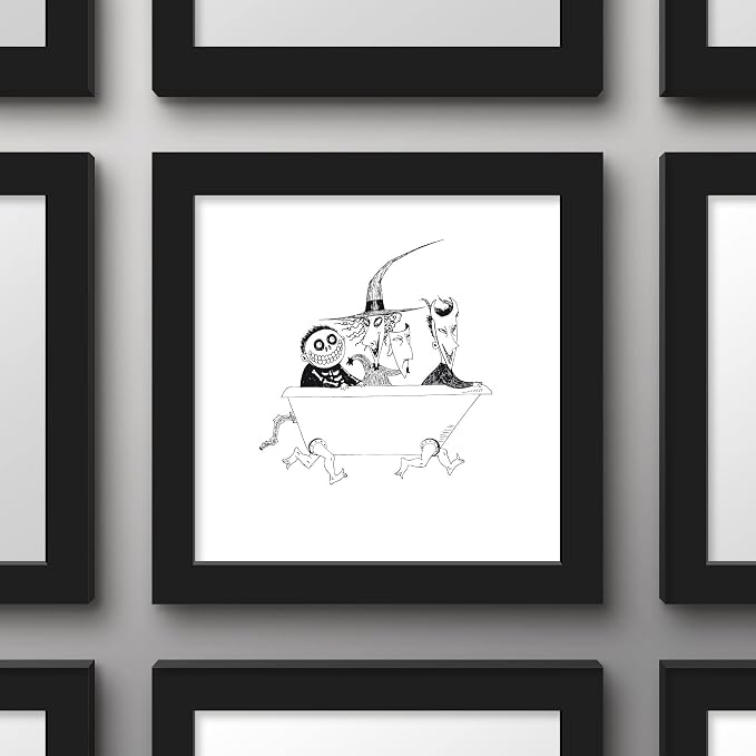 Trends International Gallery Pops Disney Tim Burton's The Nightmare Before Christmas - Bathtub Wall Art Wall Poster, 12" x 12", Black Framed Version