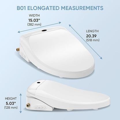 LEIVI Electric Bidet Toilet Seat with Wireless Remote and Side Panel, Multiple Spray Modes, Adjustable Heated Seat, Warm Water and Air Dryer, Auto LED Nightlight, Elongated