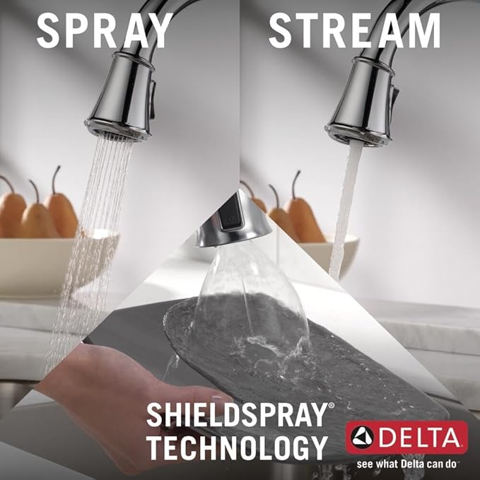 DELTA FAUCET Cassidy Gold Kitchen Faucet Touch, Touch Kitchen Faucets with Pull Down Sprayer, Kitchen Sink Faucet, Delta Touch2O Technology, Lumicoat Champagne Bronze 9197T-CZ-PR-DST