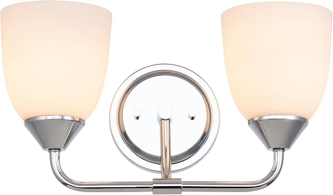 Chrome 2-Light Traditional Bathroom Vanity Light Fixtures Over Mirror, Modern Vanity Lights for Living Room, Standard E26 Base, Chrome