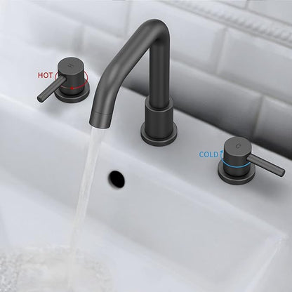 Bathroom Sink Faucet, Faucet for Bathroom Sink, Widespread Bathroom Faucet 3 Hole with Stainless Steel Pop Up Drain and cUPC Lead-Free Hose,Matte Black Bathroom Faucets