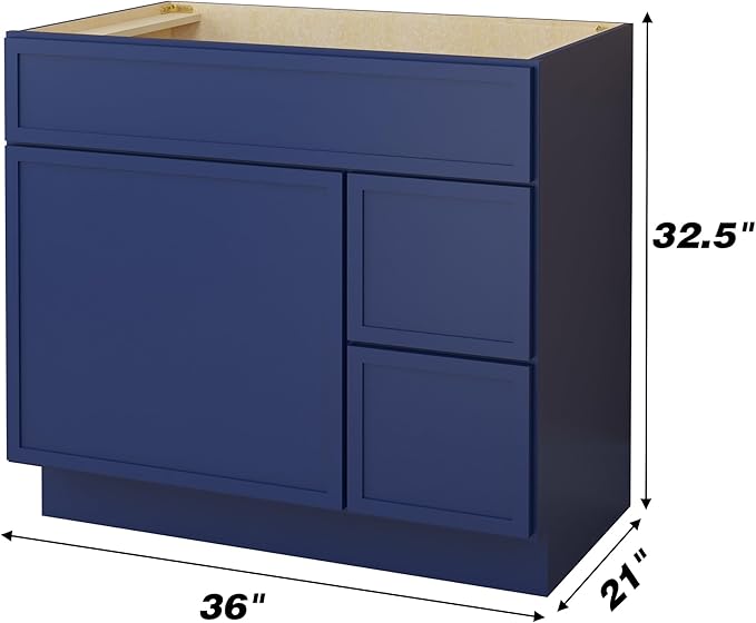 HomeBeyond 72 Inches Bathroom Vanity Base Cabinet Without Sink, Double Sink Top with Door & Soft Closing Drawers, Sturdy Floor Mounted Cabinet 2-Door 4-Drawer, Blue
