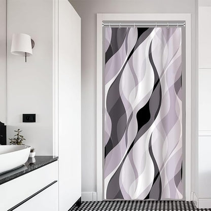 Stall Shower Curtain, Small Lavender Shower Curtain Set for Bathroom Modern Waterproof Purple and Grey Shower Curtain Set with Hooks, 36x72 Inch