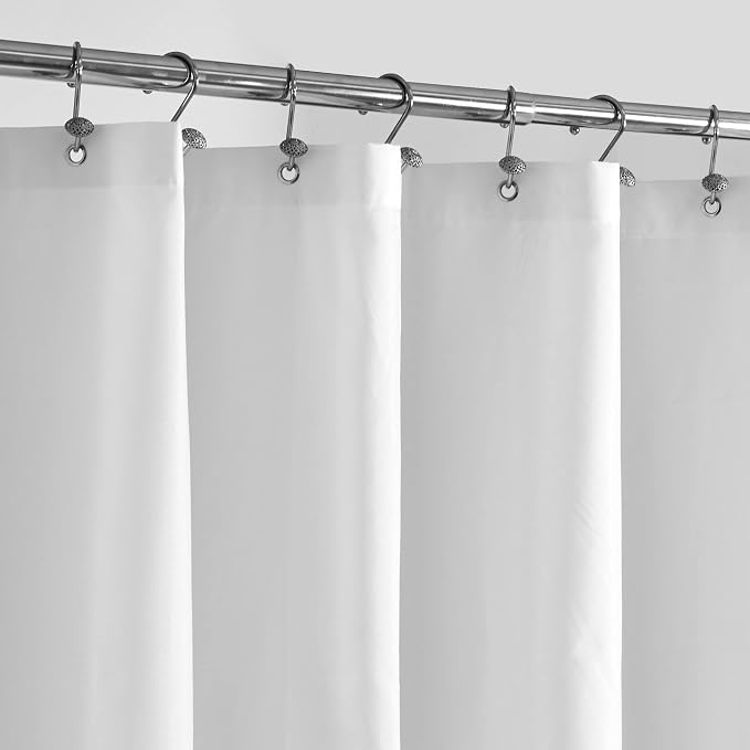 ALYVIA SPRING 72x74 Long Waterproof Fabric Shower Curtain or Liner White | 2 Magnets, Soft Cloth & Hotel Quality, Machine Washable, Light-Weight, Long Size