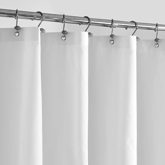 ALYVIA SPRING 72x90 Extra Long Waterproof Fabric Shower Curtain Liner White | 2 Magnets, Soft Cloth & Hotel Quality, Machine Washable, Light-Weight, Extra Long Size