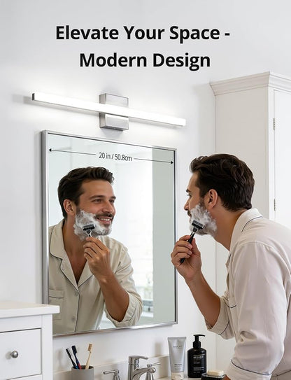 Combuh Vanity Light Fixtures for Mirror, Modern Bathroom Wall Sconce Chrome | 24 Inch Long, Soft Shadow Free, Linear Lamp Bar, Power Room, Luces para Baño, Splash-Resistant, 5 Color Adjustable, 2 Pack