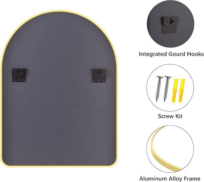 FORBATH Large Arched Wall Mirror 48x36 Inch, Gold Arch Bathroom Mirror with Aluminum Frame, Arched Mirror for Dresser, Fireplace,Entryway,Home Decor,Hanging or Leaning Against Wall