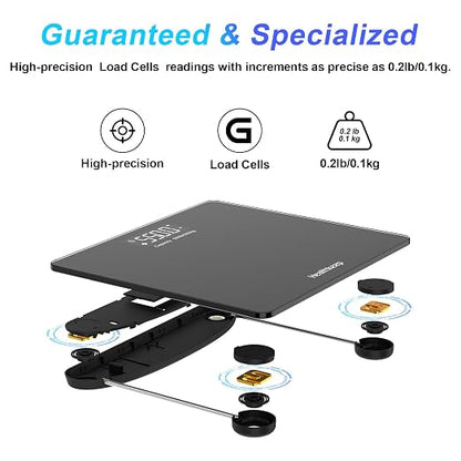550lbs/250kg Scale for Body Weight Bathroom: Digital Scales Accurate with BMI Via Smart APP, Capacity Weight Scales, Extra-High Capacity, Bright LED Display & Large Clear Numbers