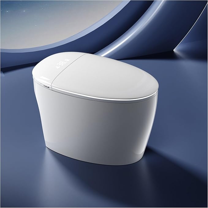 Smart Toilet with Built In Luxury Bidet, Heated Seat,Warm Water and Dryer, Elongated Egg Shape Japanese Toilet with Auto Flush, Auto Open and Close Lid, TEMP Display