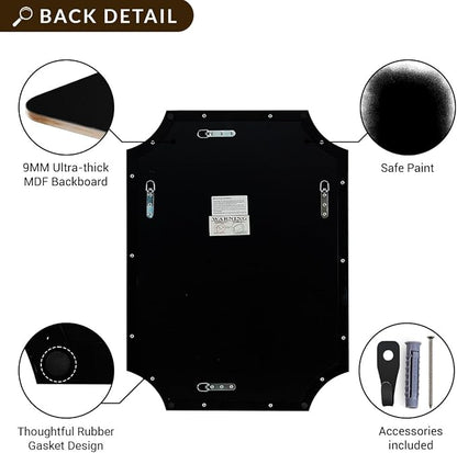 30x48 Inch Mirror, Matte Black Bathroom Vanity Mirror, Scalloped Rectangle Mirror in Premium Stainless Steel Metal Thin Frame Deep 1", Large Wall-Mounted Mirror (Horizontal/Vertical)