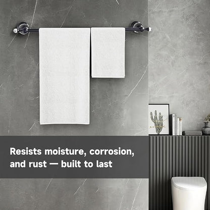 Crystal Black Towel Bar, Adjustable 24 INCH Bathroom Towel Holder Bar, Matte Black Single Towel Rack Hanger Home Towel Holder Rod for Bathroom Wall Mounted