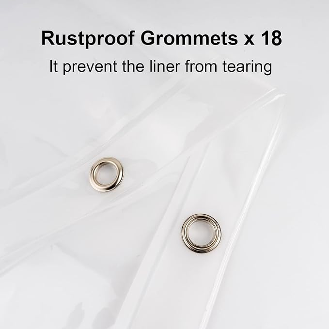 EurCross Extra Wide Shower Curtain Liner 108x72 with 3 Big Magnet Weights, Heavy Duty 9G PEVA Extra Large Clear Plastic Shower Curtain for Bathroom with 18 Metal Holes