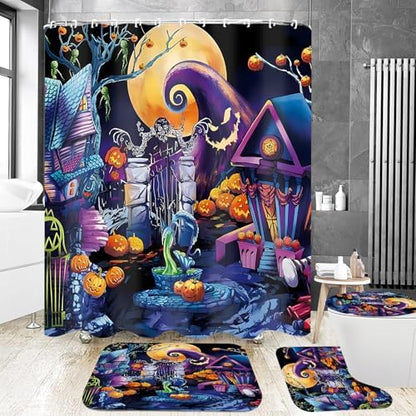 Yddsky Halloween Haunted House Shower Curtain Sets for Bathroom,72x72 in