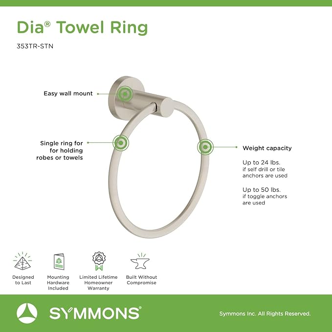 Symmons 35AC4BUNDLESTN Dia 4-Piece Wall-Mounted Bathroom Hardware Set in Satin Nickel