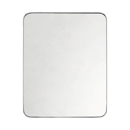 GRACTO 24x30'' Brushed Nickel Metal Framed Bathroom Mirror for Wall in Stainless Steel Rounded Rectangular Bathroom Vanity Mirrors Wall Mounted